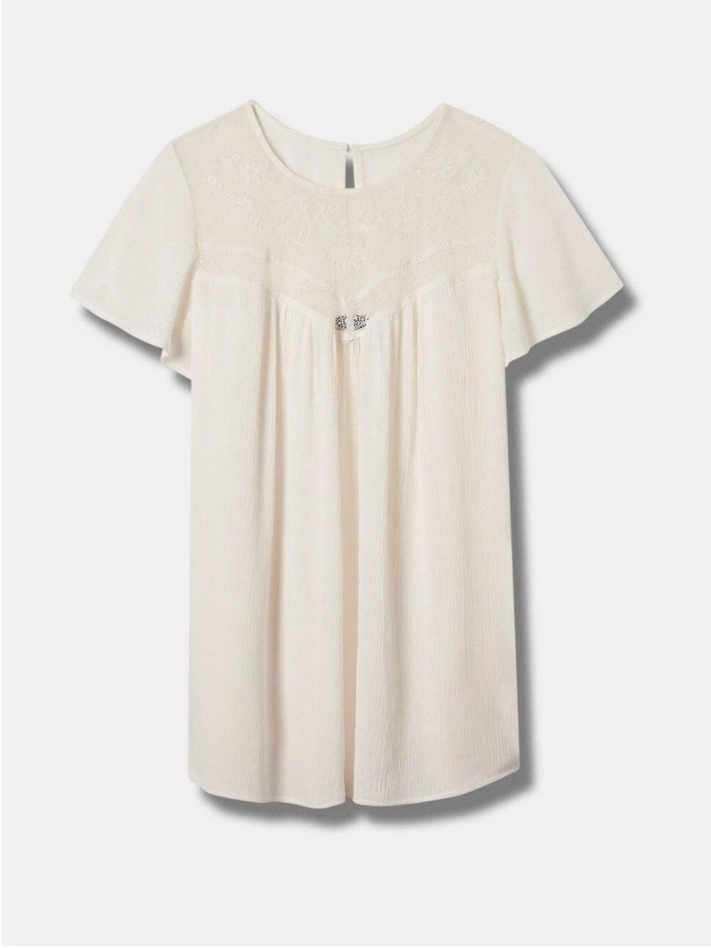 Torrid Washable Crinkle Gauze Flutter Sleeve Top Beige 00 #40365223